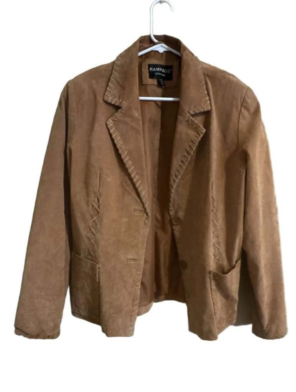 Rampage Suede Jacket Size XL Brown Leather Lace Up Accents